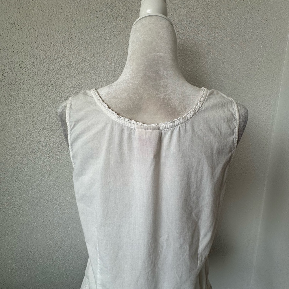 Faded Glory White Babydoll Top Cotton Lace Blouse Boho Sleeveless SZ M - Picture 9 of 13